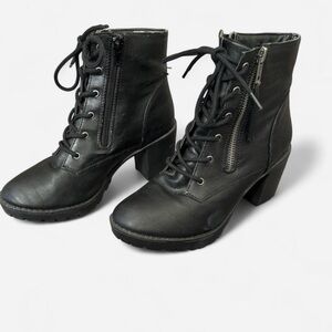 Wet Seal Black Lace-Up Boots with Zipper